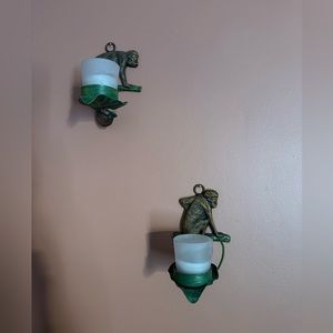 Vintage petites, choses set of two monkey wall hanging candleholders